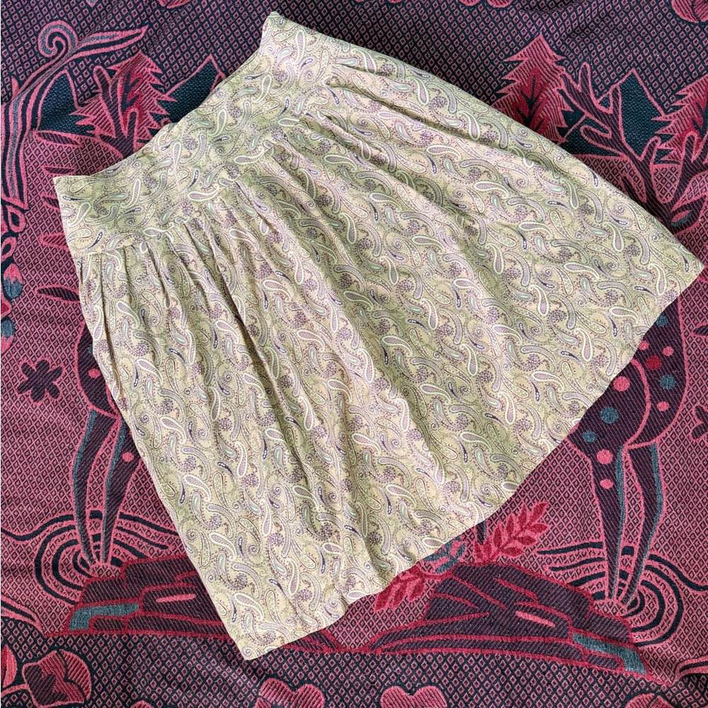George Paisley Print Skirt - Cream and Pink